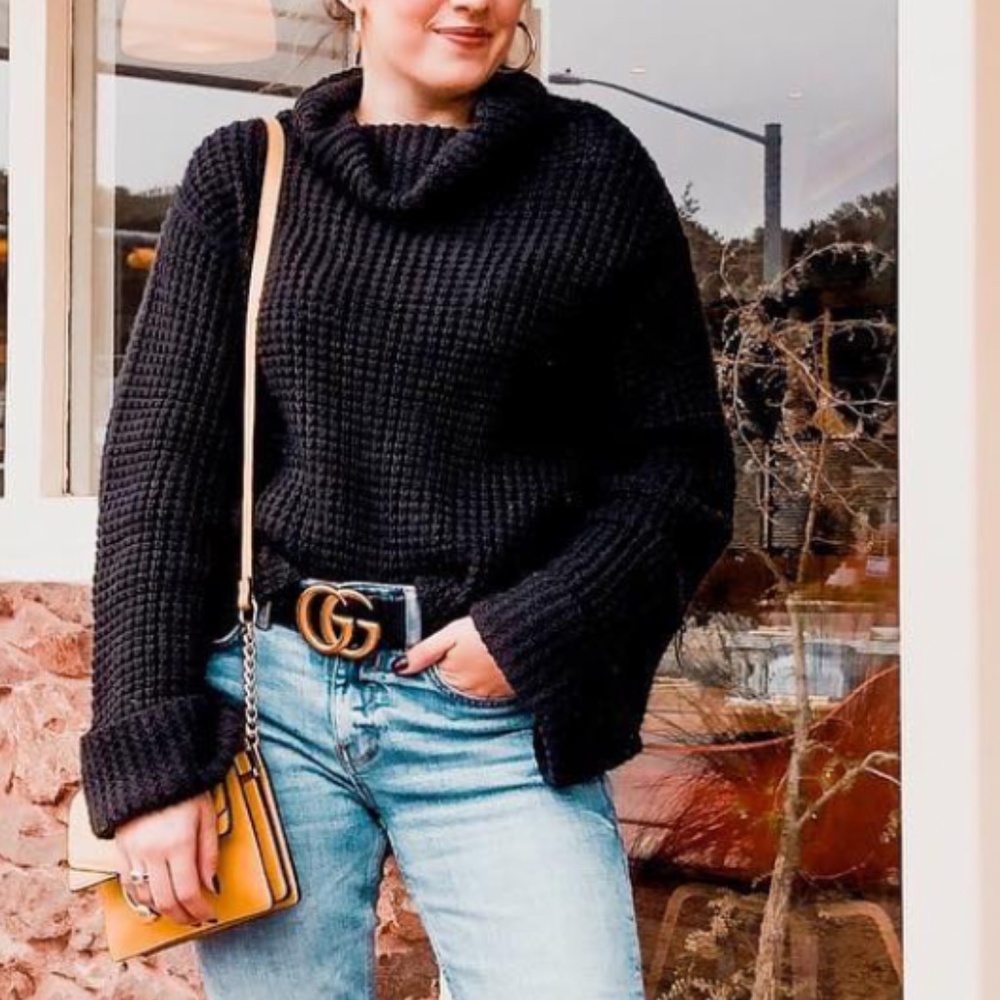 Love By Design Cowl Neck Thermal Stitch Sweater